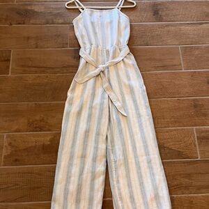 Abercrombie Kids Blue and White Striped Jumpsuit with Belt